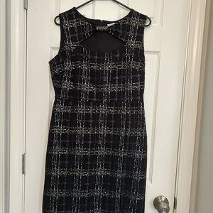 Luxology Black and White Checkered Midi Dress